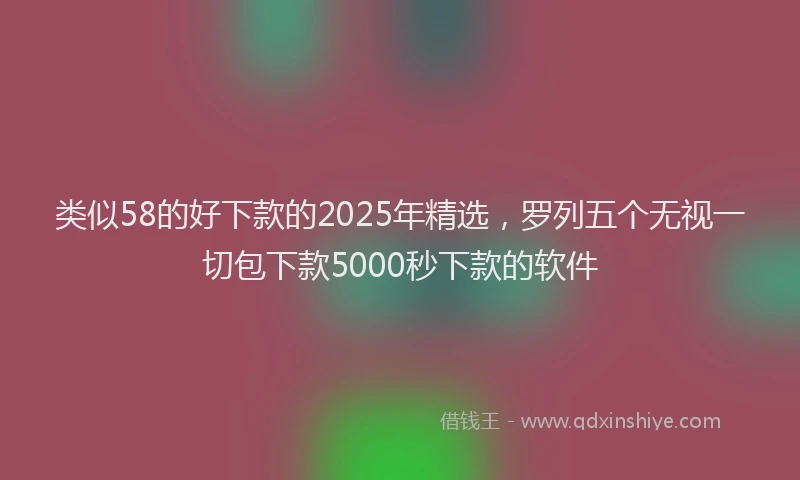 类似58的好下款的2025年精选，罗列五个无视一切包下款5000秒下款的软件