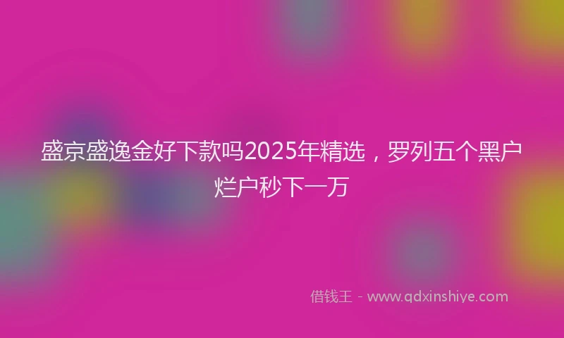 盛京盛逸金好下款吗2025年精选，罗列五个黑户烂户秒下一万