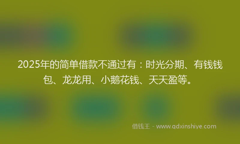 2025年的简单借款不通过有：时光分期、有钱钱包、龙龙用、小鹅花钱、天天盈等。