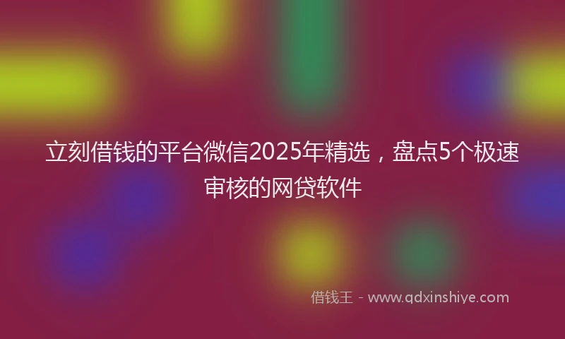立刻借钱的平台微信2025年精选，盘点5个极速审核的网贷软件