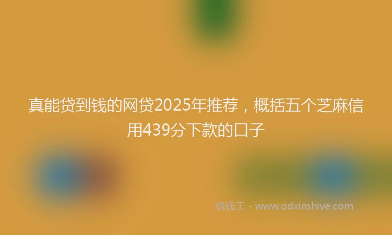 真能贷到钱的网贷2025年推荐，概括五个芝麻信用439分下款的口子