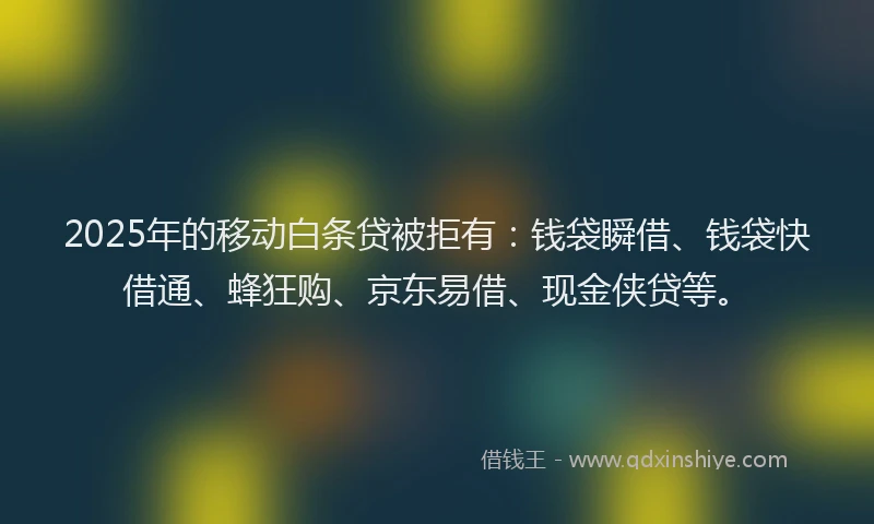 2025年的移动白条贷被拒有：钱袋瞬借、钱袋快借通、蜂狂购、京东易借、现金侠贷等。