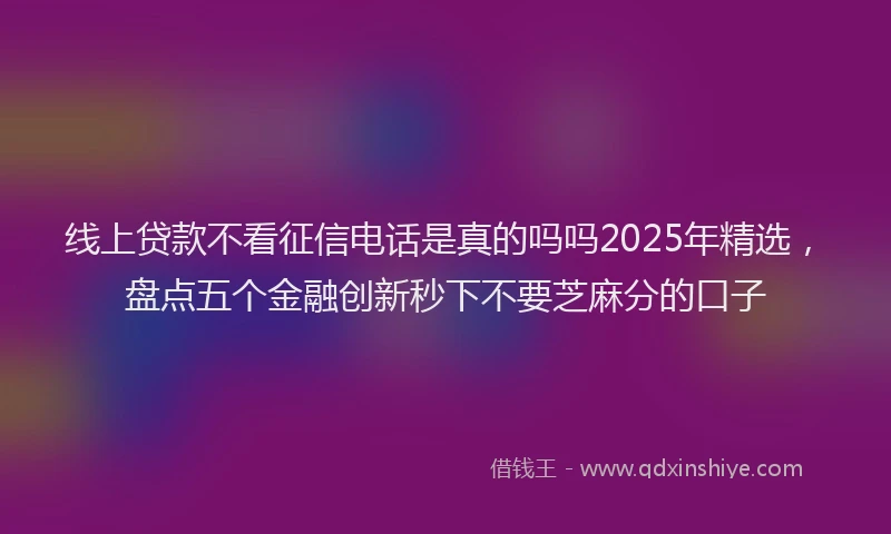 线上贷款不看征信电话是真的吗吗2025年精选，盘点五个金融创新秒下不要芝麻分的口子