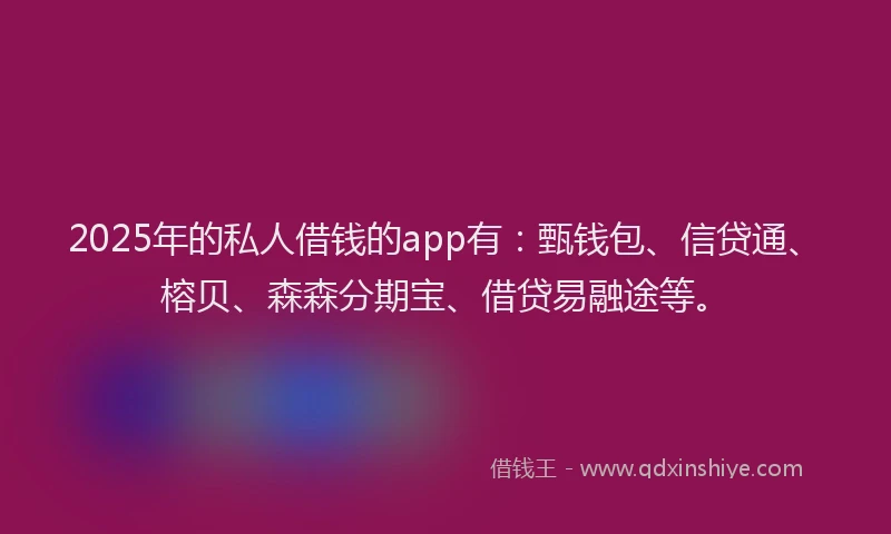 2025年的私人借钱的app有：甄钱包、信贷通、榕贝、森森分期宝、借贷易融途等。
