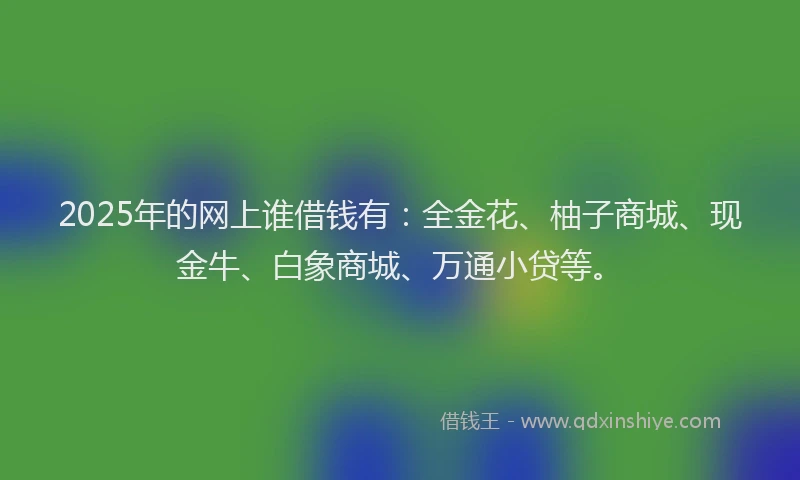 2025年的网上谁借钱有：全金花、柚子商城、现金牛、白象商城、万通小贷等。