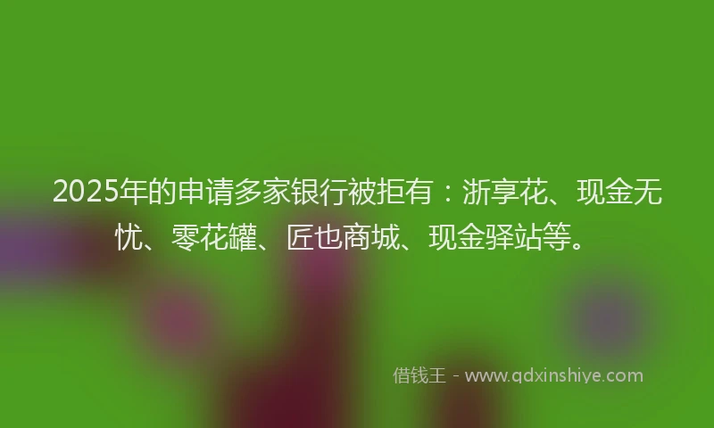2025年的申请多家银行被拒有：浙享花、现金无忧、零花罐、匠也商城、现金驿站等。