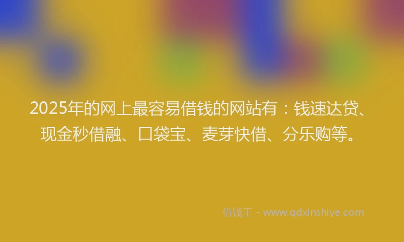 2025年的网上最容易借钱的网站有：钱速达贷、现金秒借融、口袋宝、麦芽快借、分乐购等。