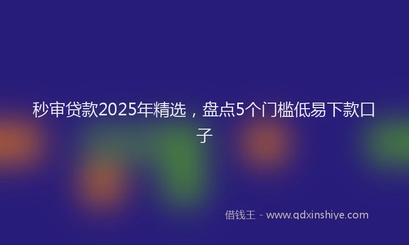 秒审贷款2025年精选，盘点5个门槛低易下款口子
