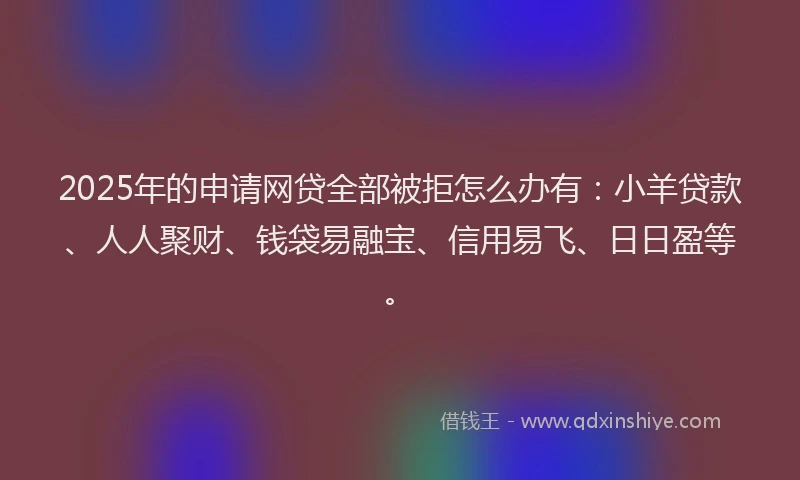 2025年的申请网贷全部被拒怎么办有：小羊贷款、人人聚财、钱袋易融宝、信用易飞、日日盈等。