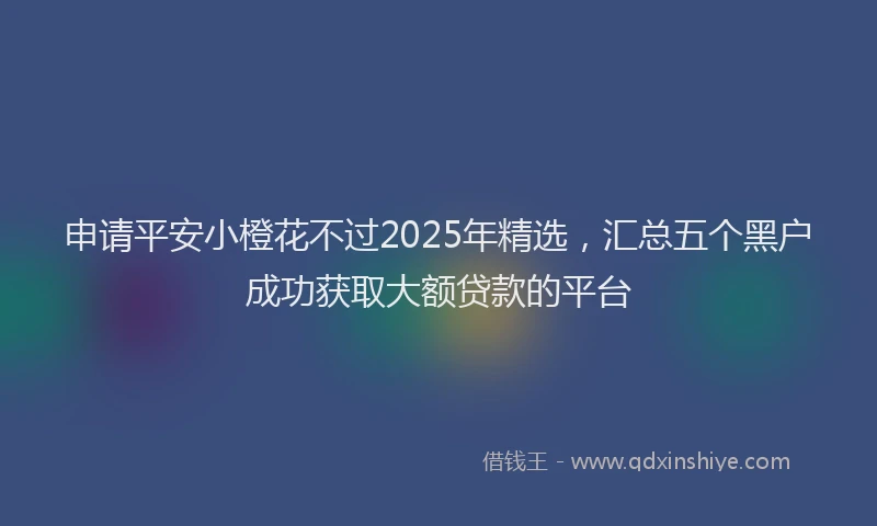 申请平安小橙花不过2025年精选，汇总五个黑户成功获取大额贷款的平台