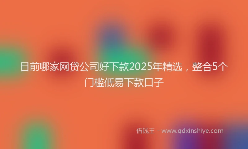 目前哪家网贷公司好下款2025年精选，整合5个门槛低易下款口子