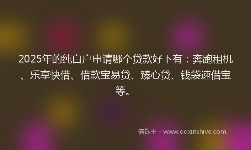 2025年的纯白户申请哪个贷款好下有：奔跑租机、乐享快借、借款宝易贷、臻心贷、钱袋速借宝等。