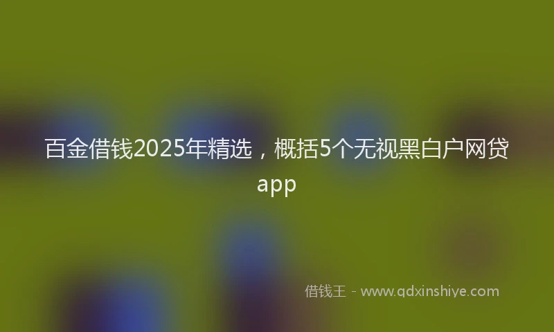 百金借钱2025年精选，概括5个无视黑白户网贷app