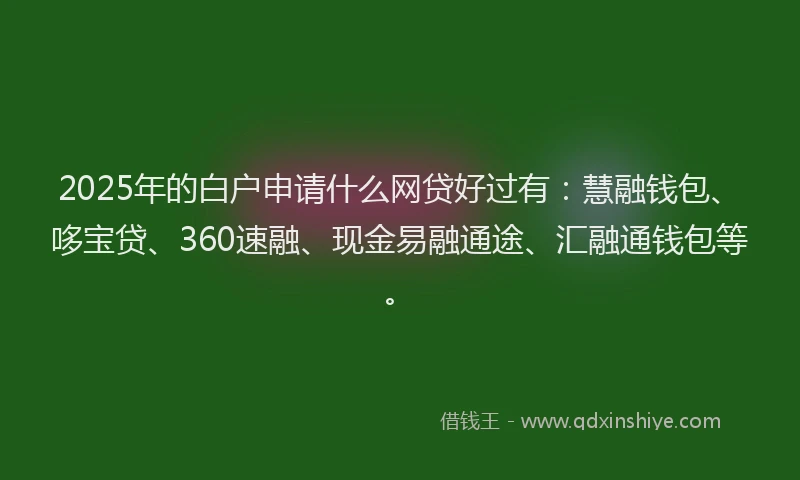 2025年的白户申请什么网贷好过有：慧融钱包、哆宝贷、360速融、现金易融通途、汇融通钱包等。