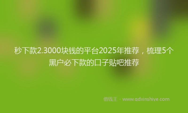 秒下款2.3000块钱的平台2025年推荐，梳理5个黑户必下款的口子贴吧推荐