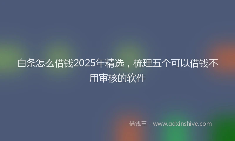 白条怎么借钱2025年精选，梳理五个可以借钱不用审核的软件
