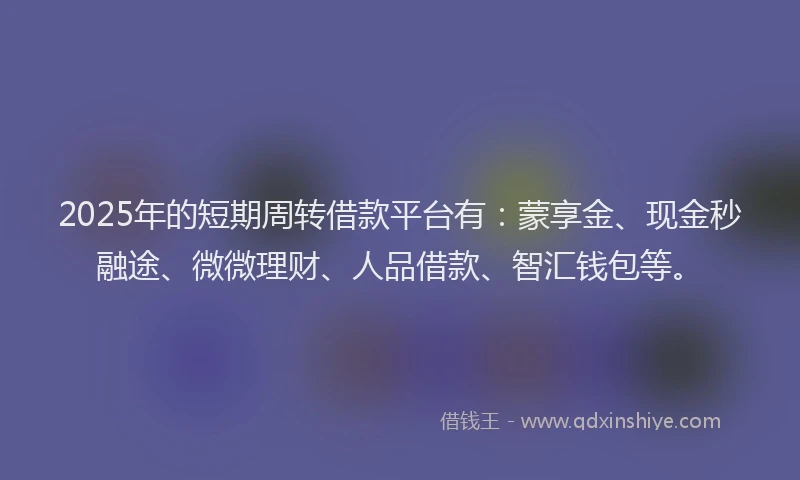 2025年的短期周转借款平台有：蒙享金、现金秒融途、微微理财、人品借款、智汇钱包等。