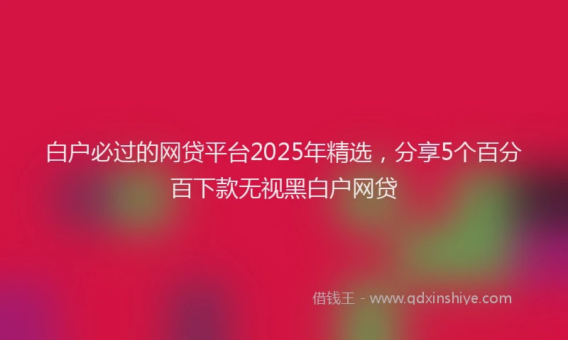 白户必过的网贷平台2025年精选，分享5个百分百下款无视黑白户网贷