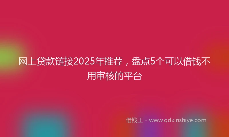 网上贷款链接2025年推荐，盘点5个可以借钱不用审核的平台