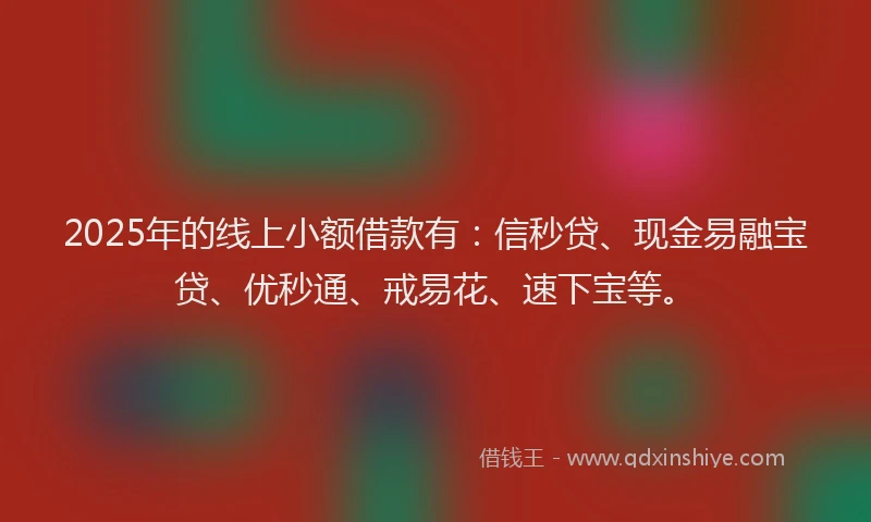 2025年的线上小额借款有：信秒贷、现金易融宝贷、优秒通、戒易花、速下宝等。