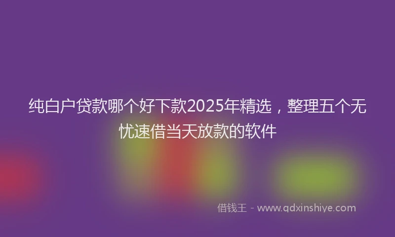 纯白户贷款哪个好下款2025年精选，整理五个无忧速借当天放款的软件