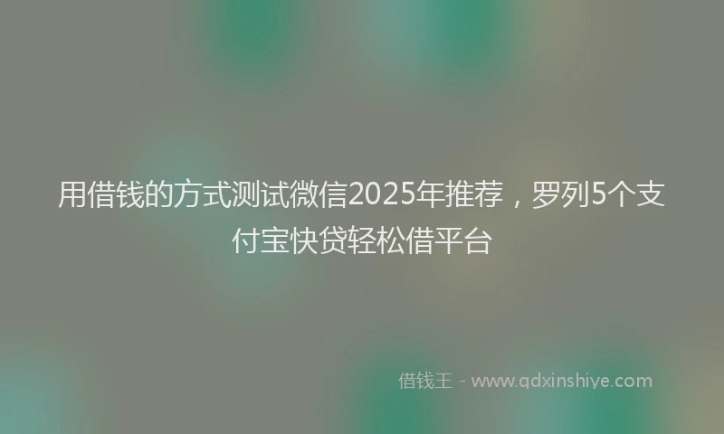 用借钱的方式测试微信2025年推荐，罗列5个支付宝快贷轻松借平台