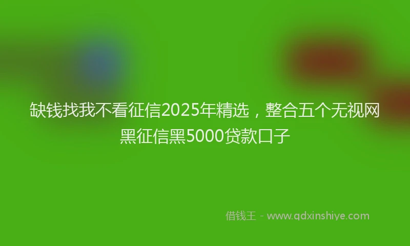缺钱找我不看征信2025年精选，整合五个无视网黑征信黑5000贷款口子