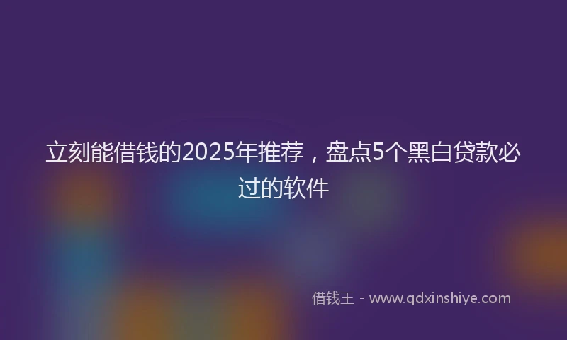 立刻能借钱的2025年推荐，盘点5个黑白贷款必过的软件