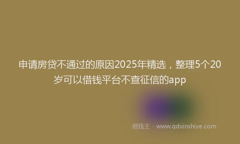申请房贷不通过的原因2025年精选，整理5个20岁可以借钱平台不查征信的app