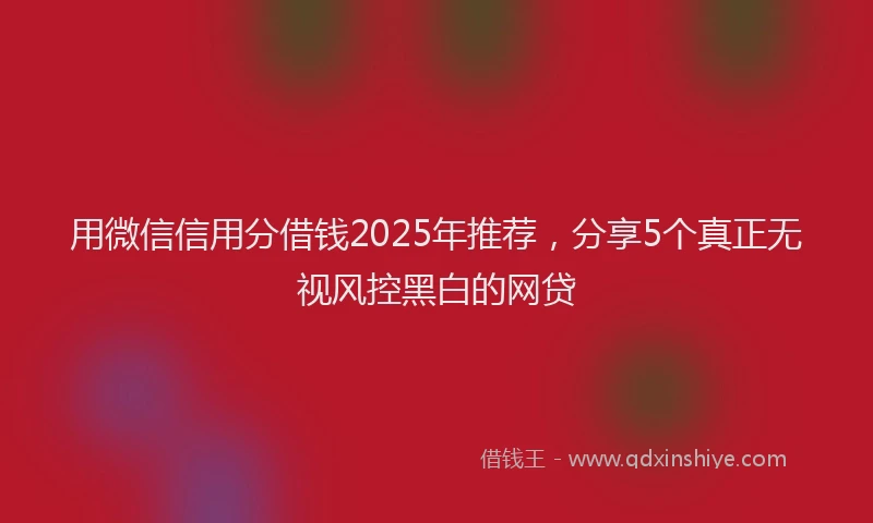用微信信用分借钱2025年推荐，分享5个真正无视风控黑白的网贷