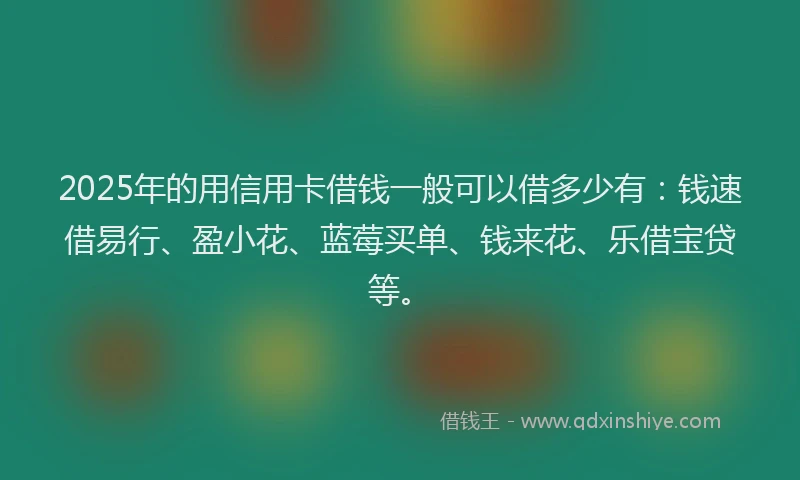 2025年的用信用卡借钱一般可以借多少有：钱速借易行、盈小花、蓝莓买单、钱来花、乐借宝贷等。