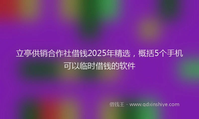 立亭供销合作社借钱2025年精选，概括5个手机可以临时借钱的软件