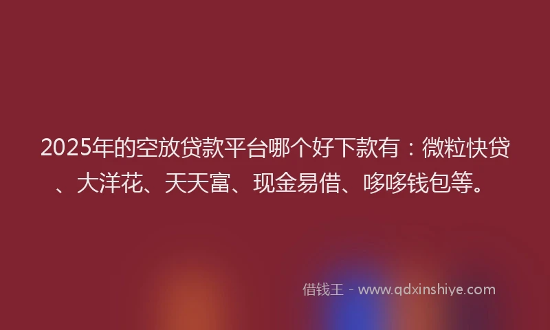 2025年的空放贷款平台哪个好下款有：微粒快贷、大洋花、天天富、现金易借、哆哆钱包等。