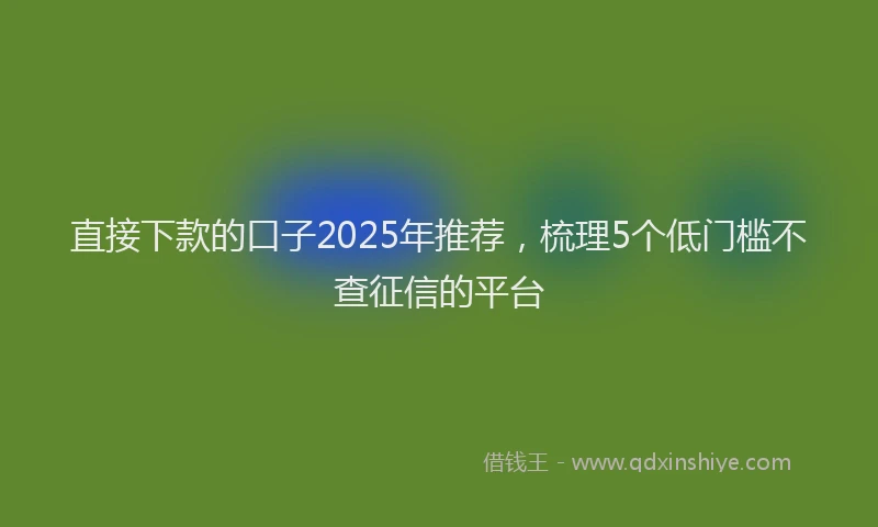直接下款的口子2025年推荐，梳理5个低门槛不查征信的平台