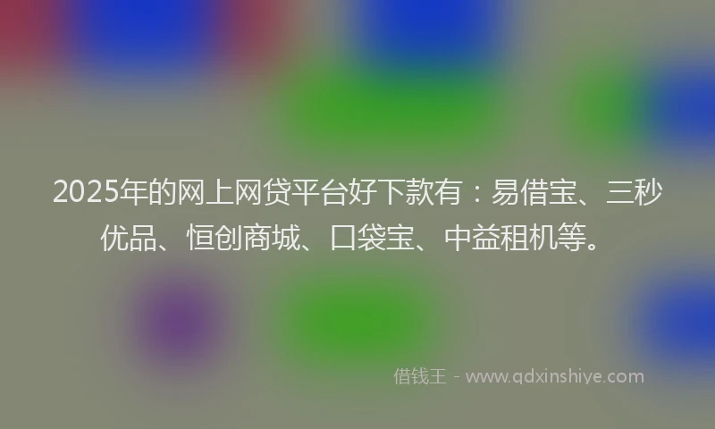 2025年的网上网贷平台好下款有：易借宝、三秒优品、恒创商城、口袋宝、中益租机等。