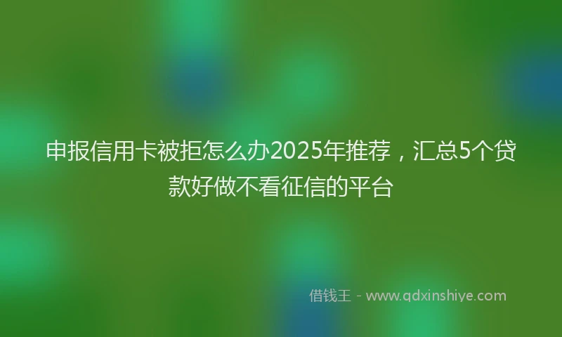 申报信用卡被拒怎么办2025年推荐，汇总5个贷款好做不看征信的平台
