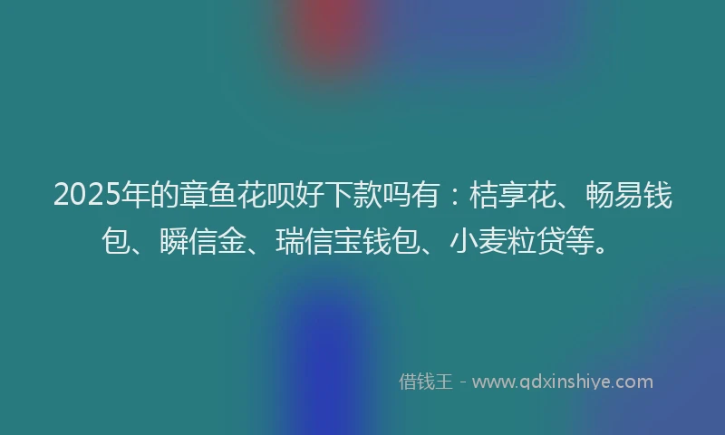 2025年的章鱼花呗好下款吗有：桔享花、畅易钱包、瞬信金、瑞信宝钱包、小麦粒贷等。