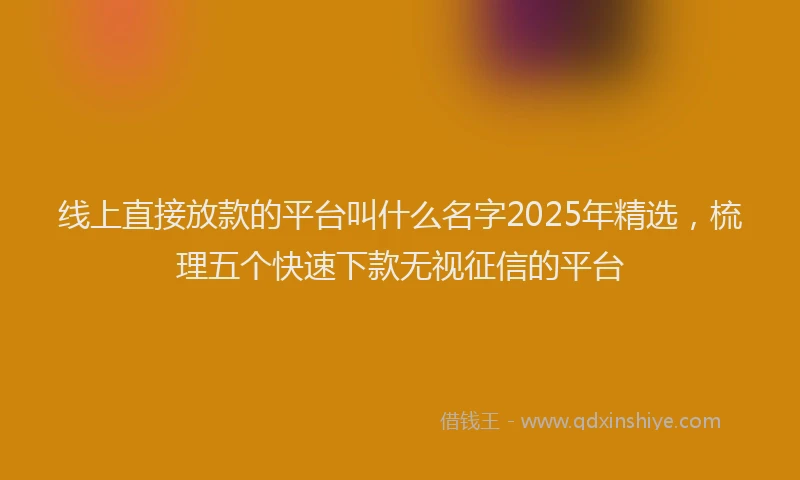 线上直接放款的平台叫什么名字2025年精选，梳理五个快速下款无视征信的平台