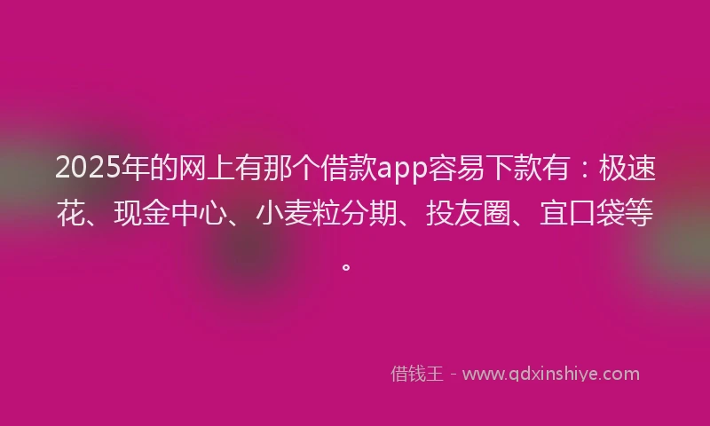 2025年的网上有那个借款app容易下款有：极速花、现金中心、小麦粒分期、投友圈、宜口袋等。