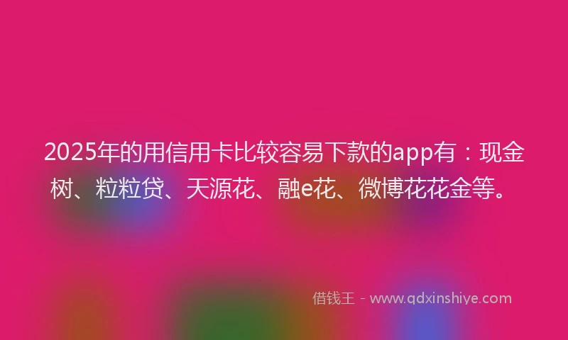 2025年的用信用卡比较容易下款的app有：现金树、粒粒贷、天源花、融e花、微博花花金等。
