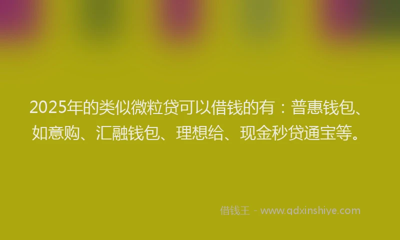 2025年的类似微粒贷可以借钱的有：普惠钱包、如意购、汇融钱包、理想给、现金秒贷通宝等。