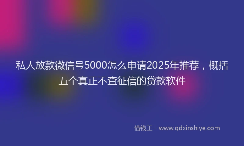 私人放款微信号5000怎么申请2025年推荐，概括五个真正不查征信的贷款软件