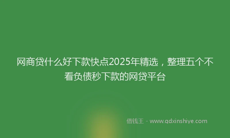 网商贷什么好下款快点2025年精选，整理五个不看负债秒下款的网贷平台