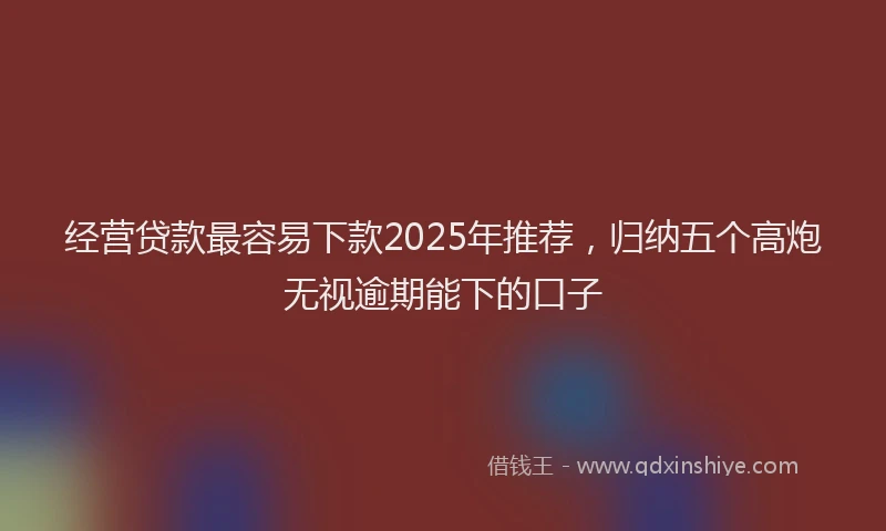 经营贷款最容易下款2025年推荐，归纳五个高炮无视逾期能下的口子
