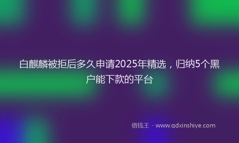 白麒麟被拒后多久申请2025年精选，归纳5个黑户能下款的平台