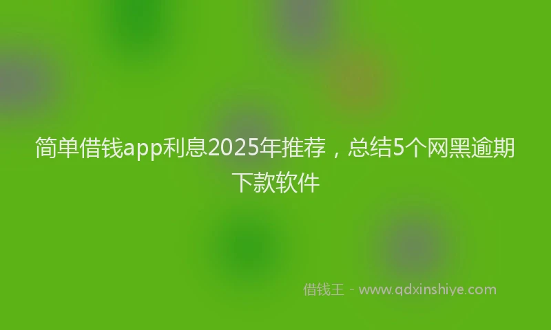 简单借钱app利息2025年推荐，总结5个网黑逾期下款软件
