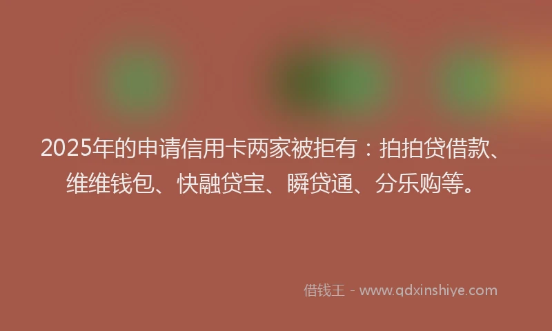 2025年的申请信用卡两家被拒有：拍拍贷借款、维维钱包、快融贷宝、瞬贷通、分乐购等。