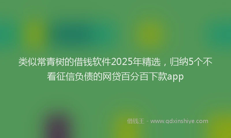 类似常青树的借钱软件2025年精选，归纳5个不看征信负债的网贷百分百下款app