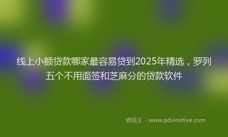 线上小额贷款哪家最容易贷到2025年精选，罗列五个不用面签和芝麻分的贷款软件