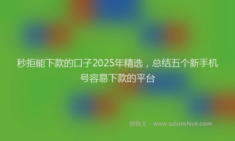 秒拒能下款的口子2025年精选，总结五个新手机号容易下款的平台